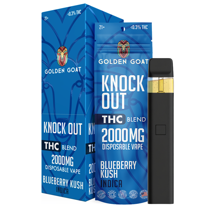 Knock Out THC Blend - Disposable - 2mL - 2000mg - 6ct - Display - Blue Berry Kush