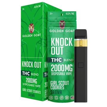 Knock Out THC Blend - Disposable - 2mL - 2000mg - 6ct - Display - Girl Scout Cookies | Goldengoatcbd