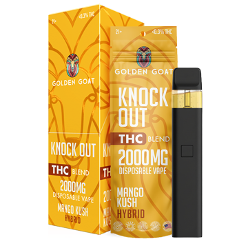 Knock Out THC Blend - Disposable - 2mL - 2000mg - 6ct - Display - Mango Kush | Goldengoatcbd