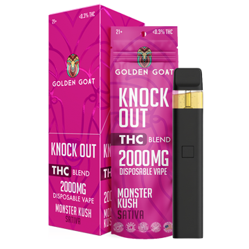 Knock Out THC Blend - Disposable - 2mL - 2000mg - 6ct - Display - Monster Kush | Goldengoatcbd