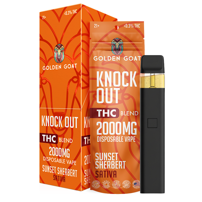 Knock Out THC Blend - Disposable - 2mL - 2000mg - 6ct - Display - Sunset Sherbert
