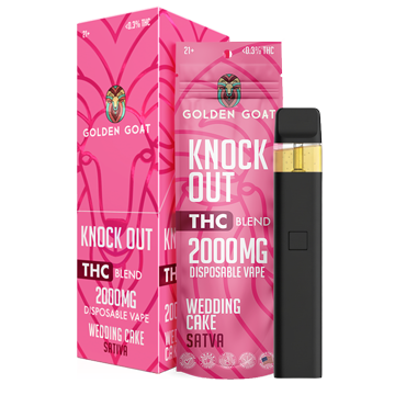 Knock Out THC Blend - Disposable - 2mL - 2000mg - 6ct - Display - Wedding Cake | Goldengoatcbd