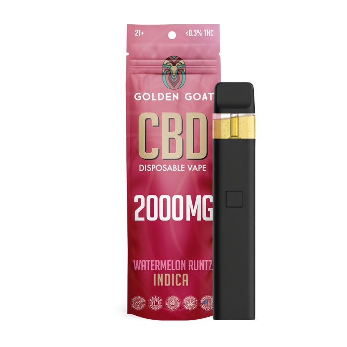 CBD Disposable - 2ml - 2000mg - Watermelon Runtz - Indica | Goldengoatcbd